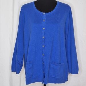 Talbots Button Front Cardigan w/ Pockets - Size 2X